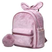 Heopono New Design Cute Designed Bowknot School Book Bag Good Hand feel High Quality Fashion Suede Girls Backpack