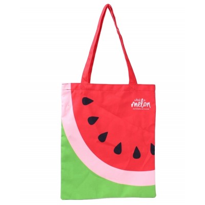 Heopono Branded Promotional New Design Fitness Tote Bag Watermelon Fruit Pattern Reusable Canvas Cotton Printed Shopping Bag