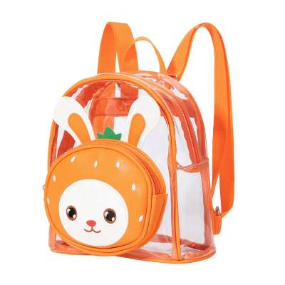 Heopono Lovely Rabbit Cartoon Animal Designed Girls Boys Small Children Transparent School Bag Cute Kids Clear Backpack