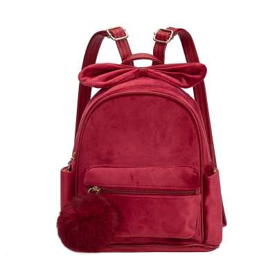 Heopono Ready To Ship In Stock Nice Design Small Young Women Girls Faddish Sueded Fabric Fashion Ladies Backpack