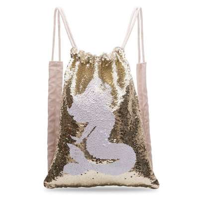 Ready To Ship Reversible Beautiful Sequin Drawstring Bag  Back Pack Sequin Drawstring Pocket  for women and girls