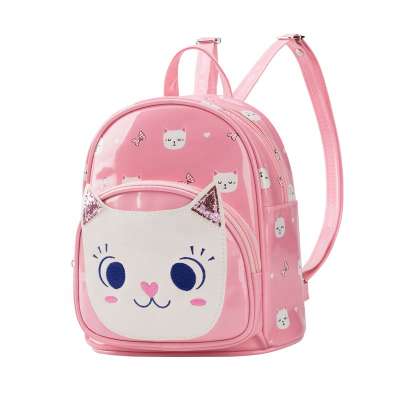 Heopono PU Leather Fashion Children Boys Girls Mini Small Preschool Bag Branded Cute Cat Animal Cartoon Baby Backpack for Kids