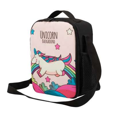 Heopono OEM 600D Polyester Fitness Food Safe PEVA Insulation Gaming Cool Thermal Bag Cartoon Unicorn Insulated Bag